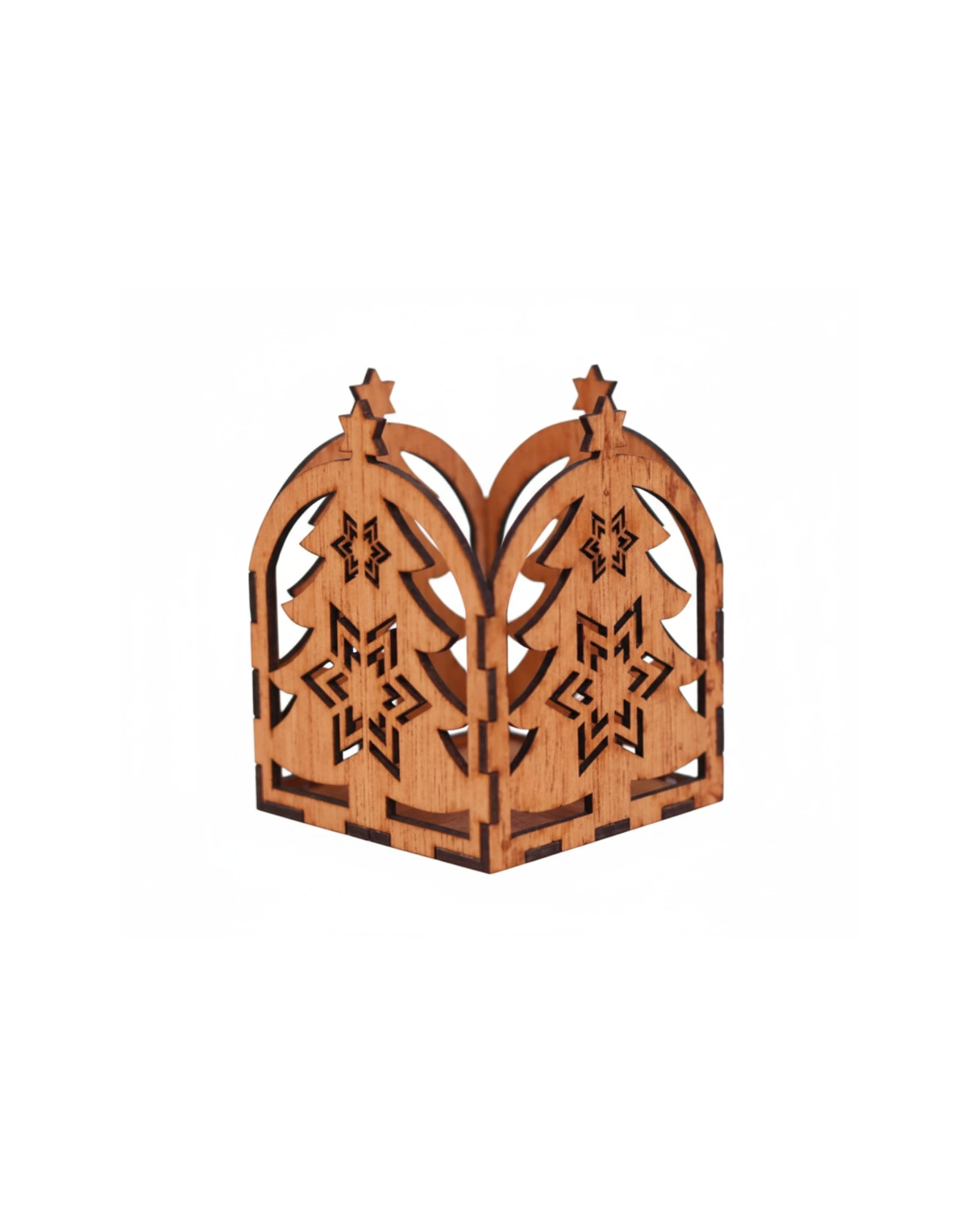 Świąteczny Lampion ze Sklejki – Grawerowana Kostka Choinka - grawerowanie laserowe ze sklejki | Lumoria Studio Rybnik