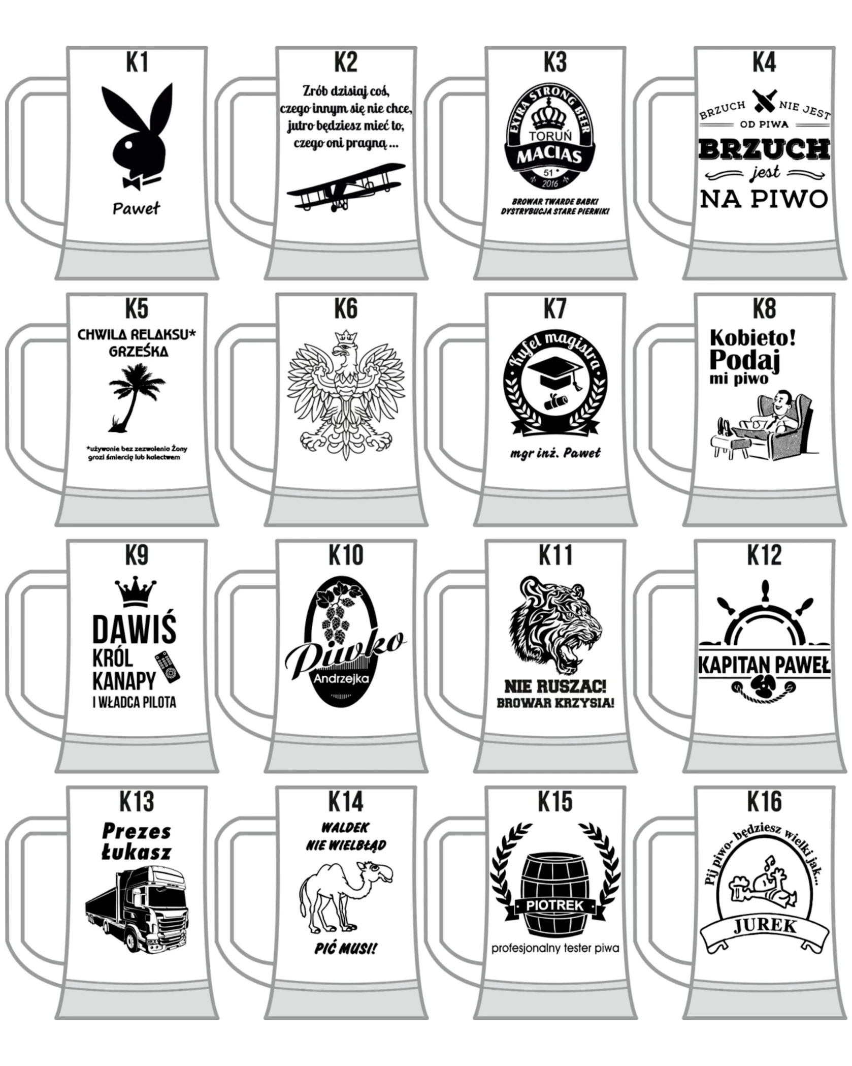 Personalizowany Kufel na Piwo z Grawerem – Wiele wzorów do wyboru - zdjęcie 5 - grawerowanie laserowe