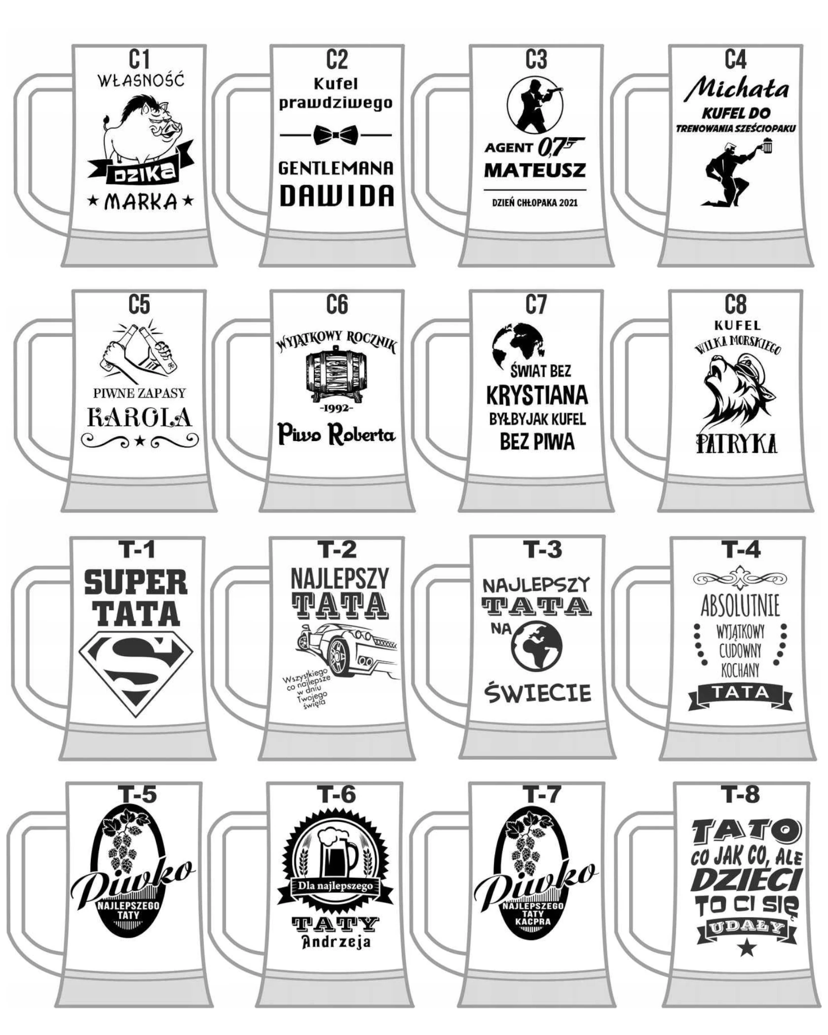 Personalizowany Kufel na Piwo z Grawerem – Wiele wzorów do wyboru - zdjęcie 10 - grawerowanie laserowe