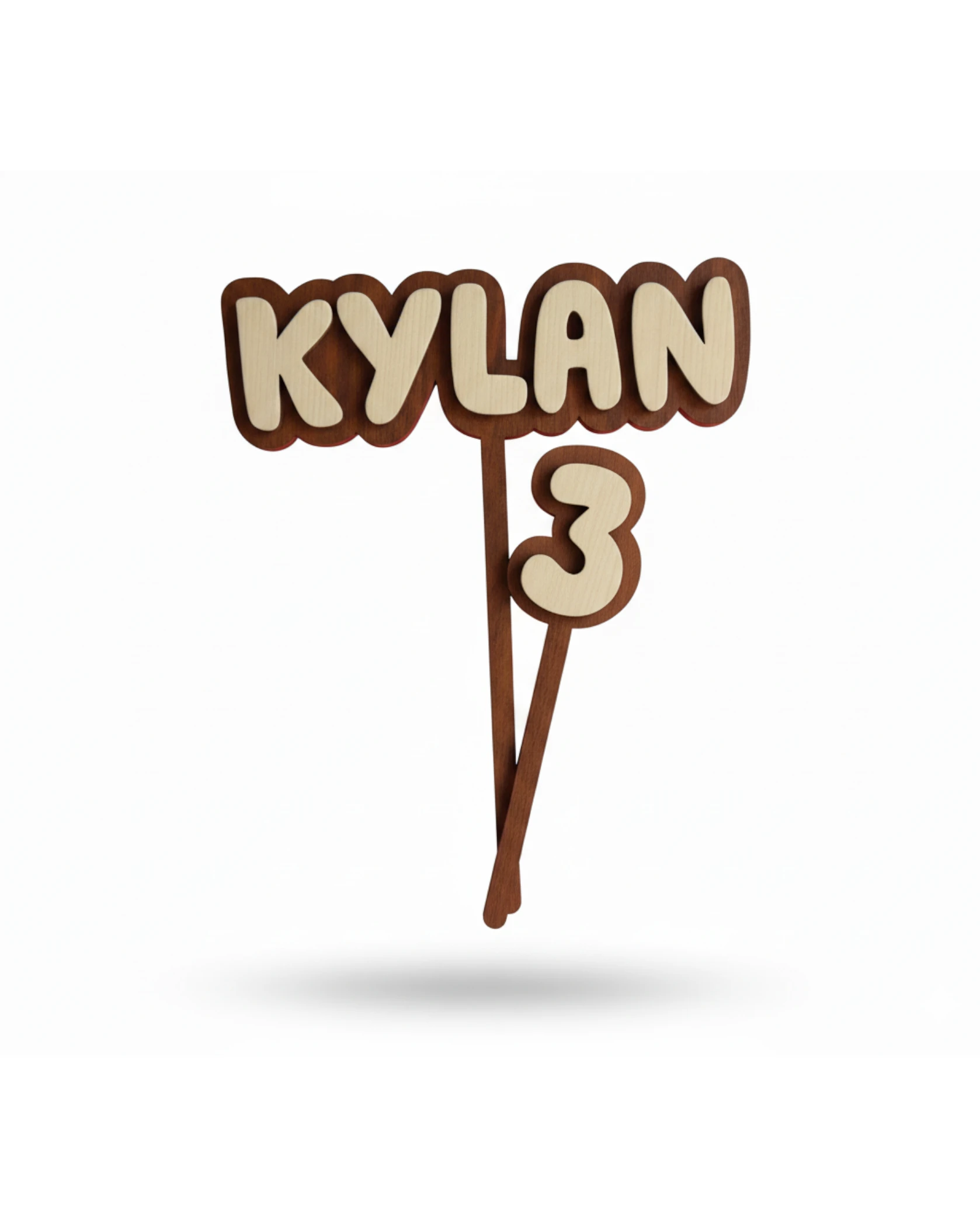 Personalizowany Topper na Tort 3D "IMIĘ i CYFRA" - grawerowanie laserowe ze sklejki | Lumoria Studio Rybnik