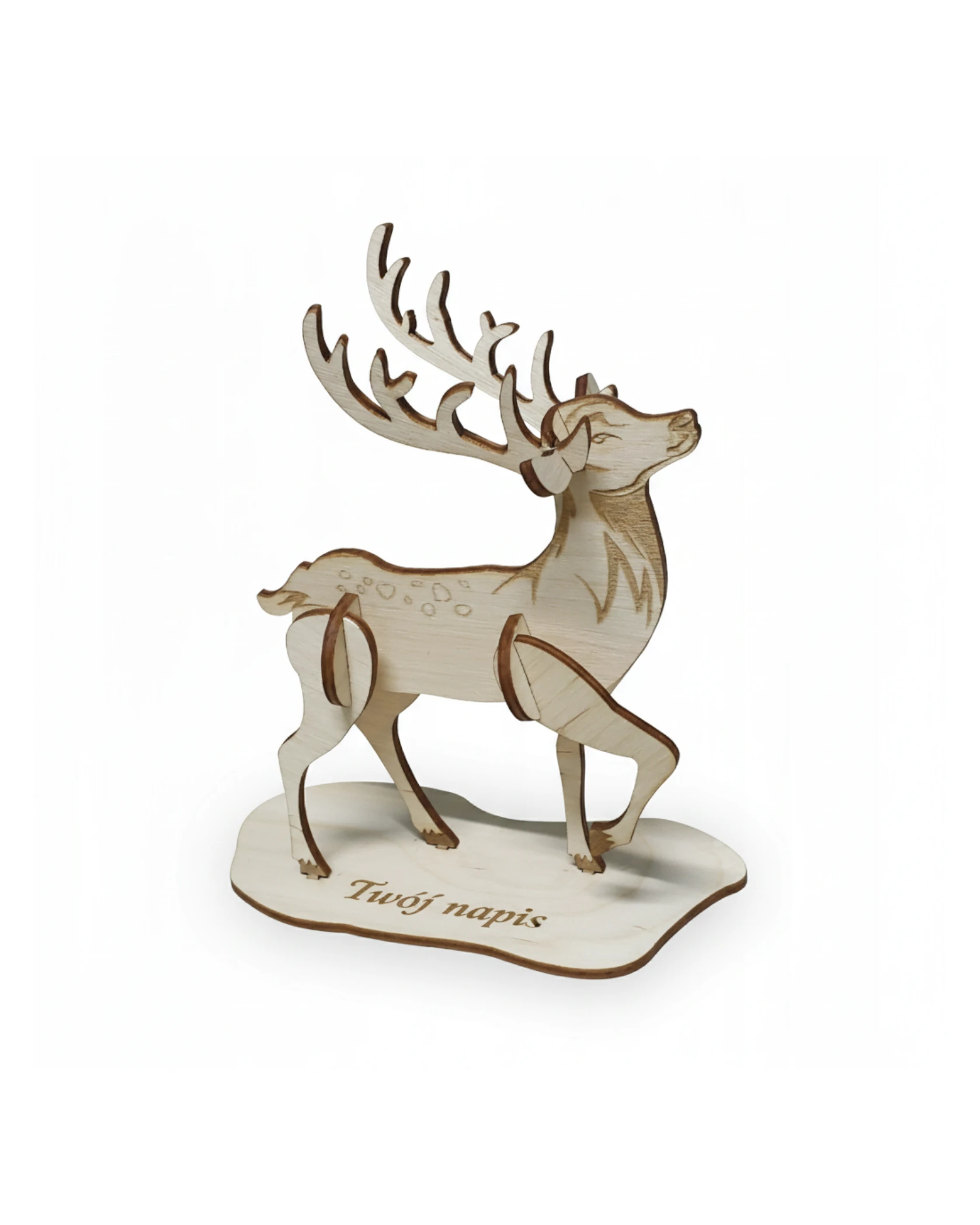 Personalizowany Renifer 3D ze Sklejki z Grawerem - grawerowanie laserowe ze sklejki | Lumoria Studio Rybnik