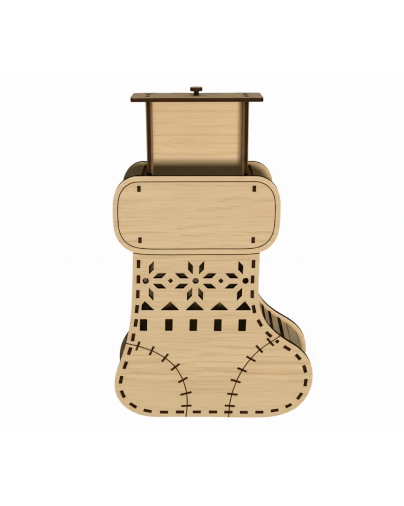 Drewniane Pudełko Świąteczne "But Mikołaja" z Szufladką - zdjęcie 2 - grawerowanie laserowe