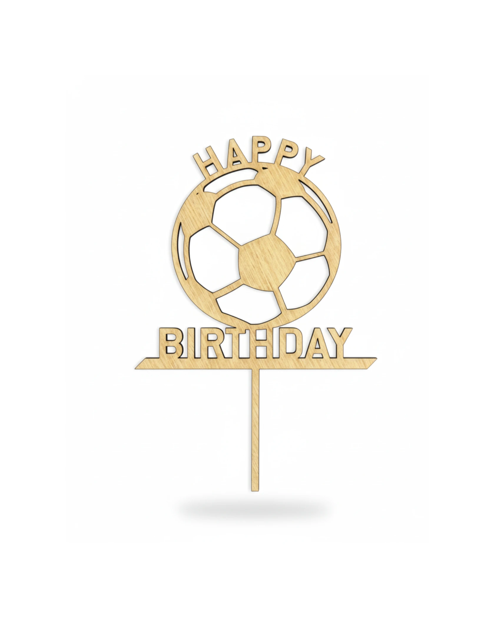 Topper na tort Piłka nożna - grawerowanie laserowe ze sklejki | Lumoria Studio Rybnik