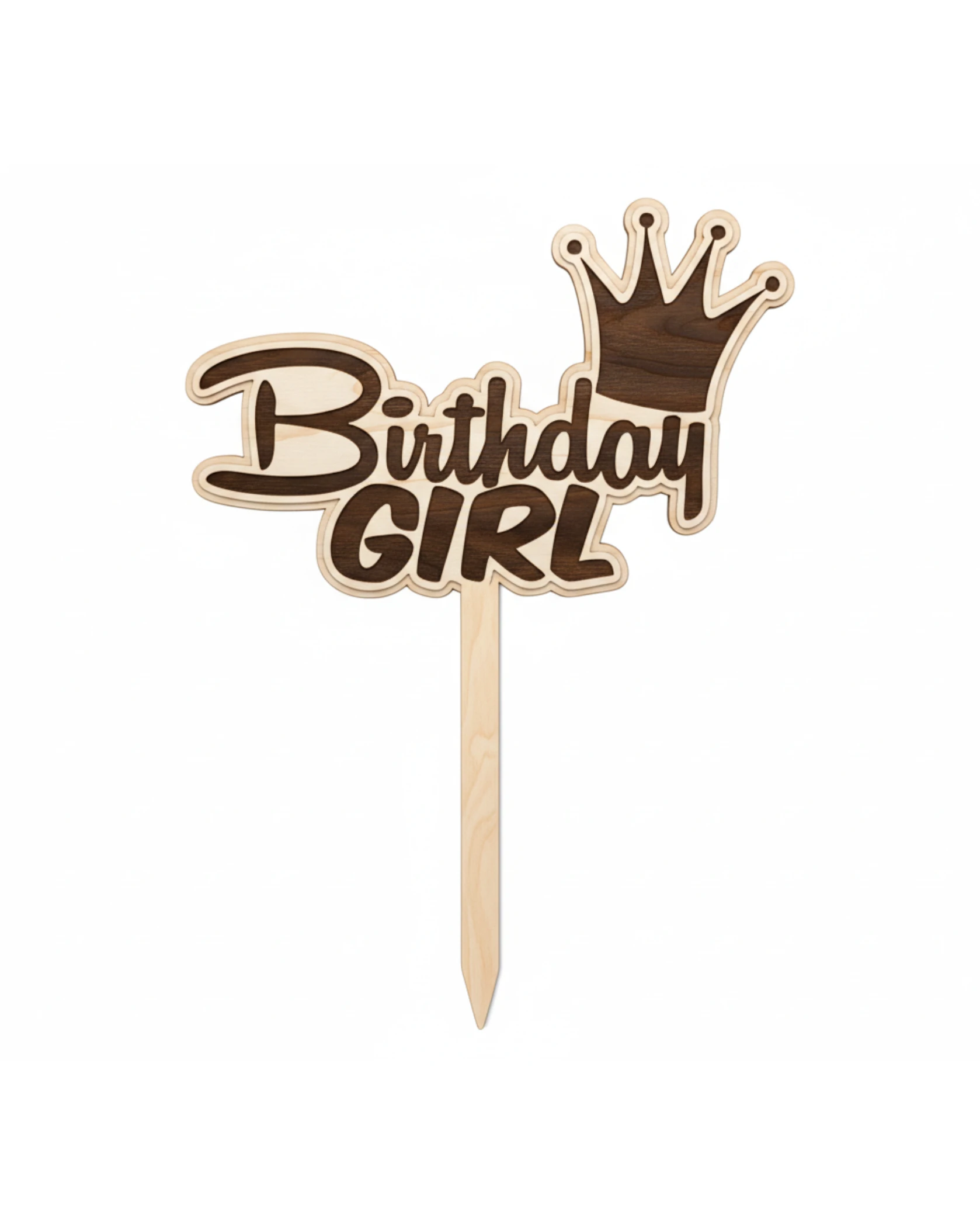 Topper Birthday Girl - grawerowanie laserowe ze sklejki | Lumoria Studio Rybnik