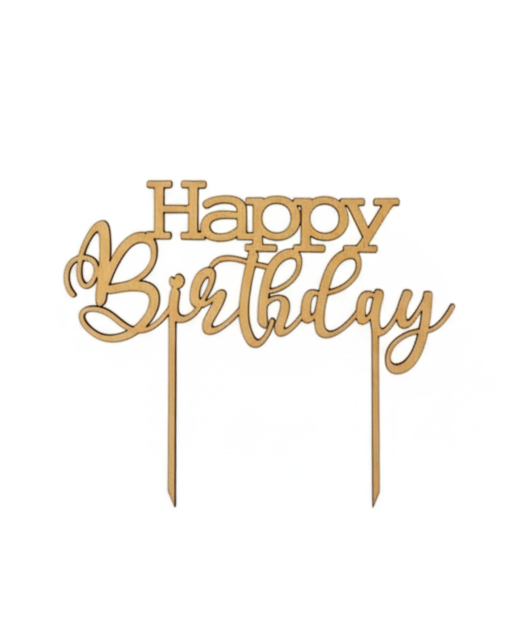 Kasyczny Topper Happy Birthday - grawerowanie laserowe ze sklejki | Lumoria Studio Rybnik