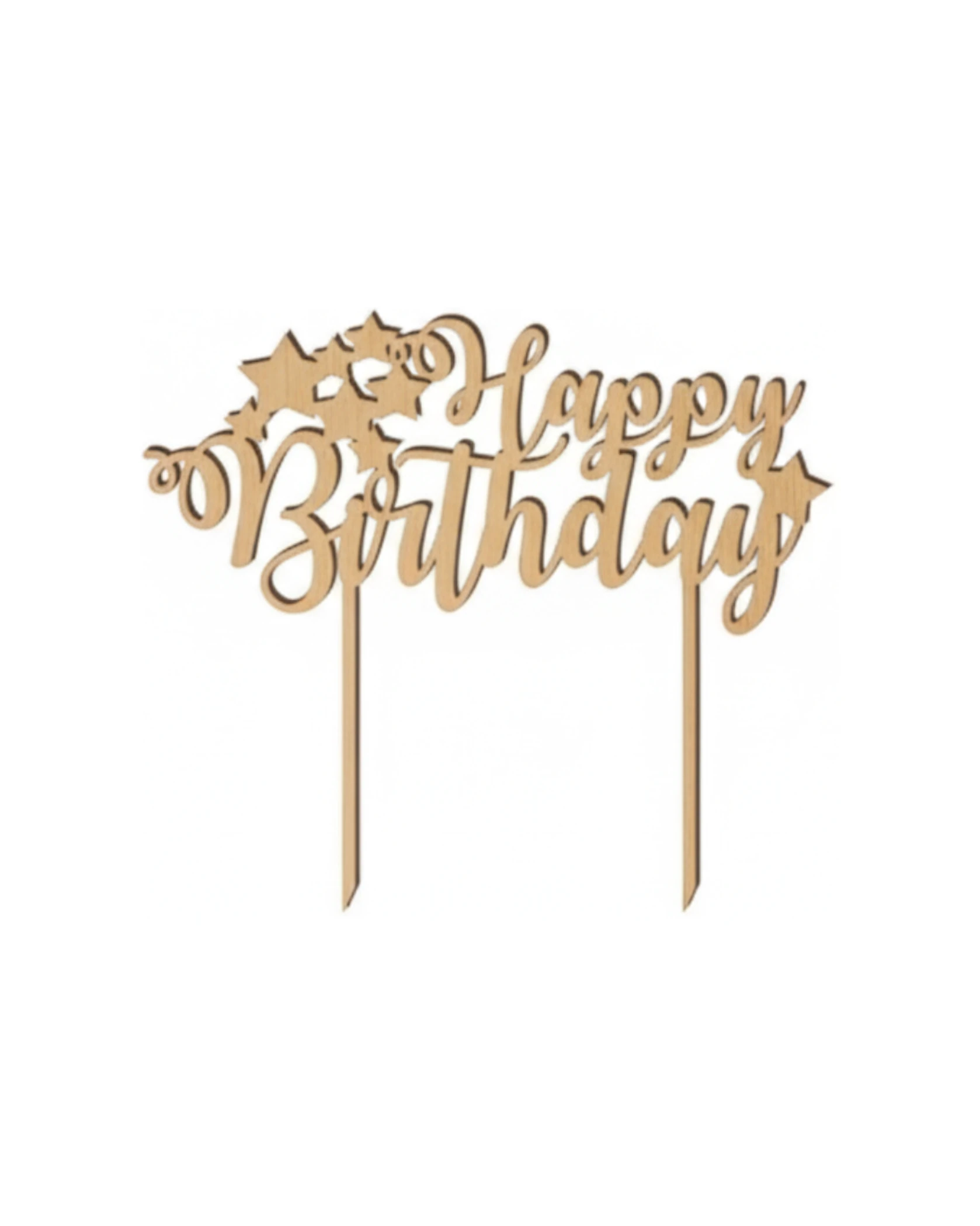 Topper Happy Birthday z Gwiazdami 2 - grawerowanie laserowe ze sklejki | Lumoria Studio Rybnik