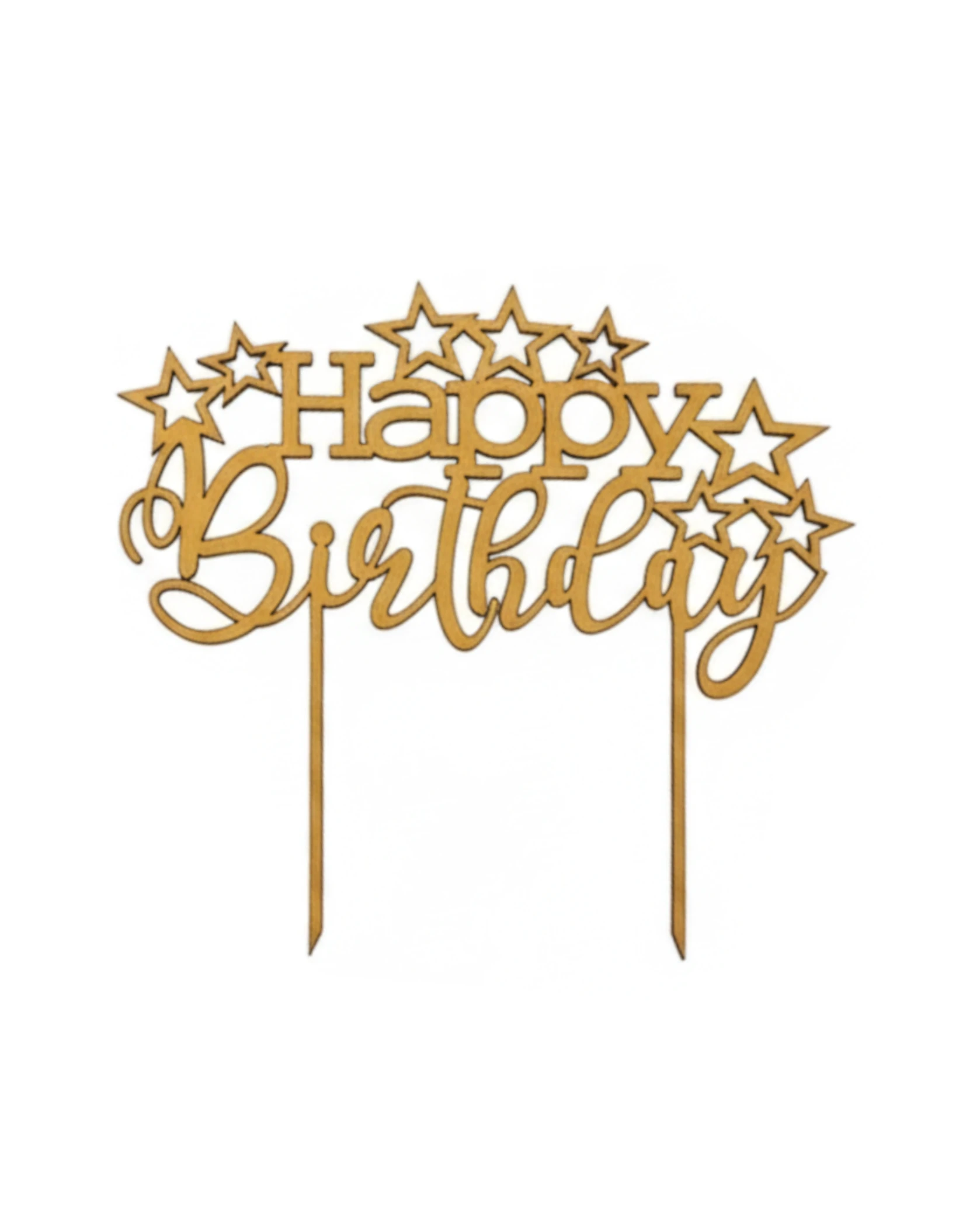 Topper Happy Birthday z Gwiazdami 3 - grawerowanie laserowe ze sklejki | Lumoria Studio Rybnik